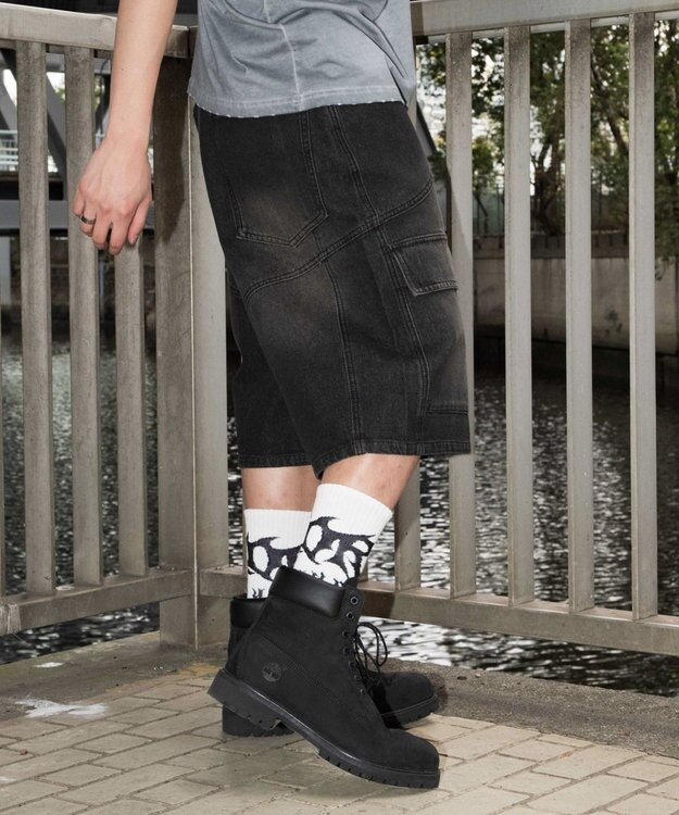 WEGO スウィッチングデニムカーゴショーツ デニムブラックソノタ