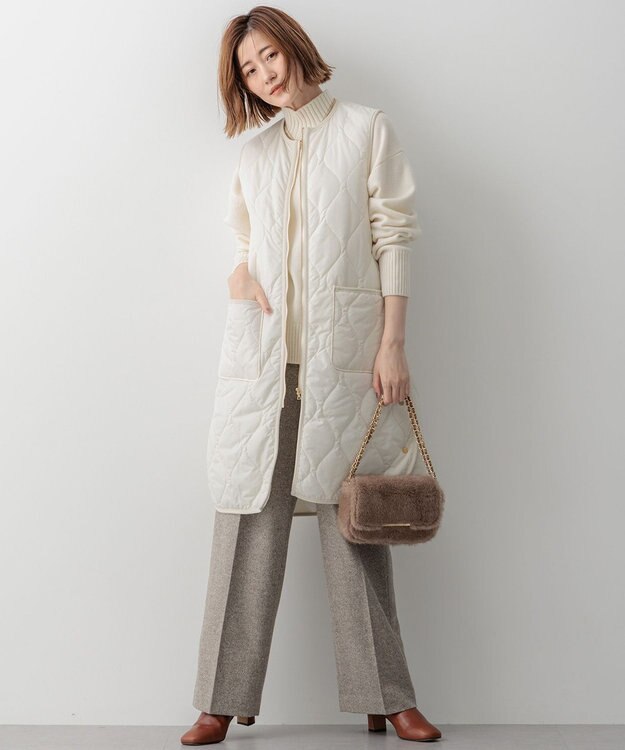 23区 フェイクファー ショルダーバッグ ベージュ系