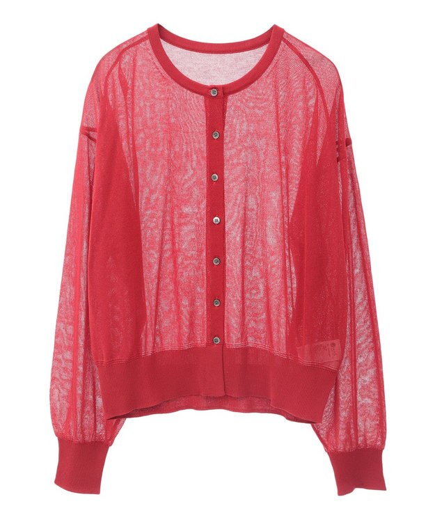 earth music&ecology 【予約】接触冷感シアークルーニットカーディガン レッド