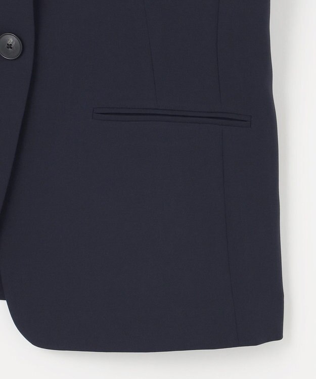 自由区 【セットアップ対応・UVカット・接触冷感・洗える】ライトストレッチノーカラー ジャケット ネイビー