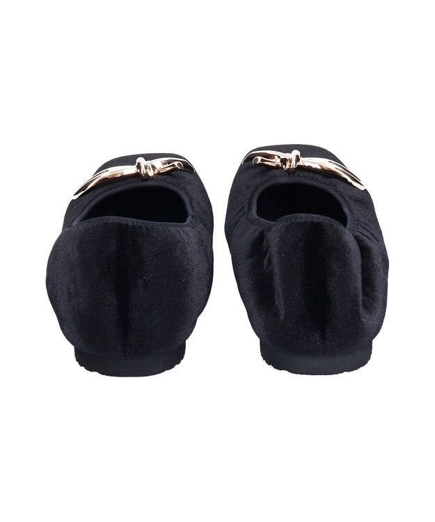 Bridget Birkin 【PARADIS COULEUR】スクエアトウメタルリボンバレエシューズ ブラック雑材