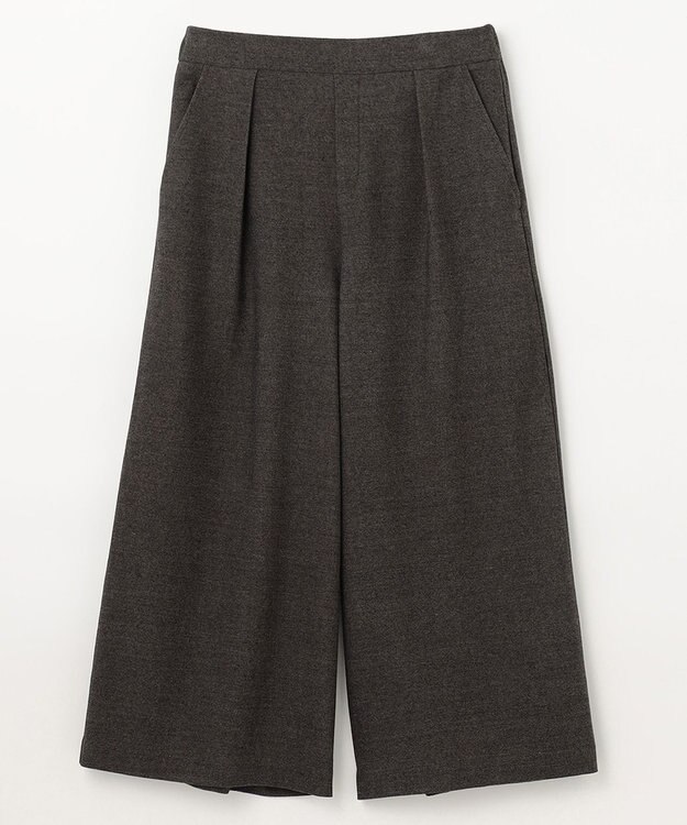 ANY 【洗濯機可能/ウエストゴム】ライトツイード ワイドパンツ モカ