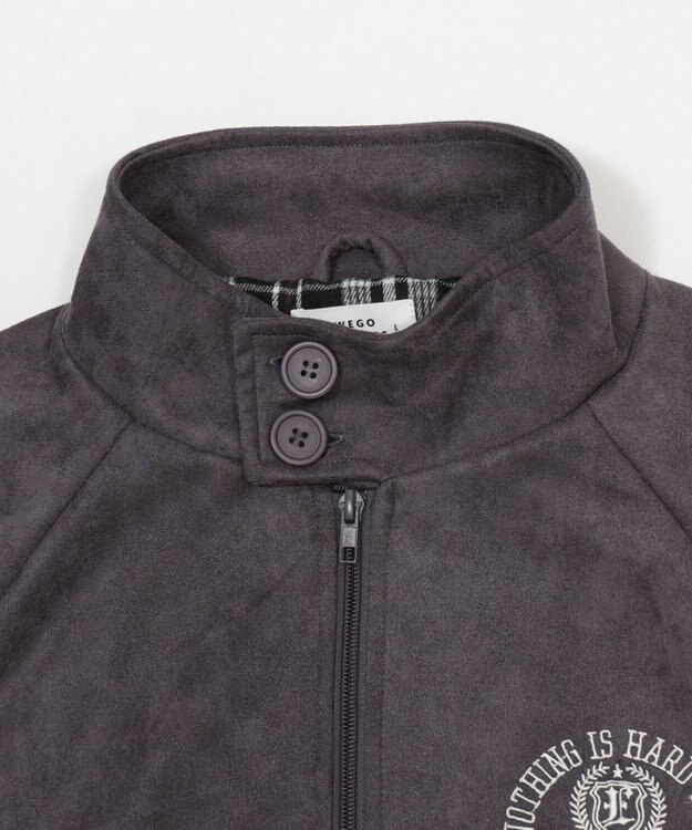 WEGO 【ユニセックス着用ITEM/MLサイズ展開】フェイクスウェードロゴスウィングトップ ブラック中濃色