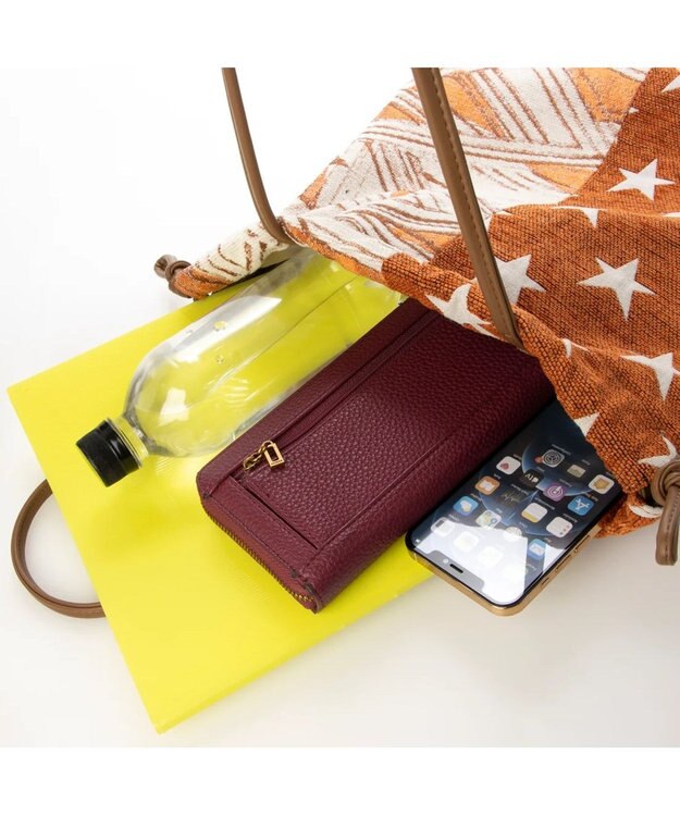 UNBILLION cachecache 柄パッチワーク巾着トートバッグ オレンジ