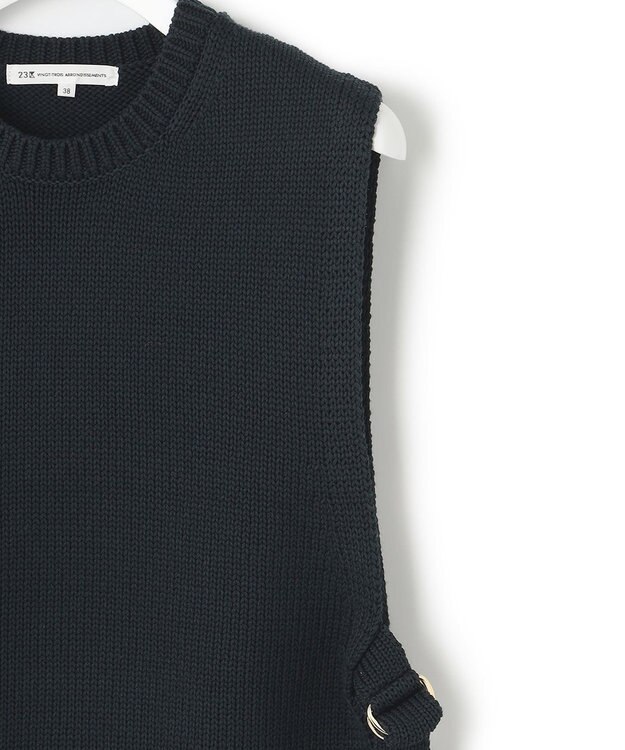 23区 【洗える】コットンストレッチリリヤーン  ニットベスト ネイビー系