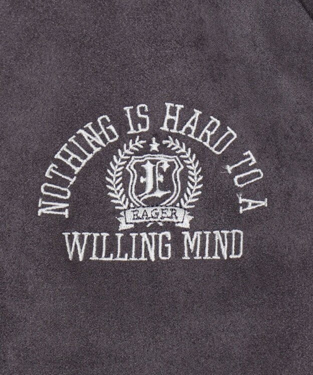 WEGO 【ユニセックス着用ITEM/MLサイズ展開】フェイクスウェードロゴスウィングトップ ブラック中濃色