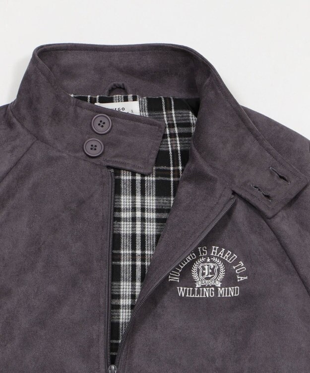 WEGO 【ユニセックス着用ITEM/MLサイズ展開】フェイクスウェードロゴスウィングトップ ブラック中濃色