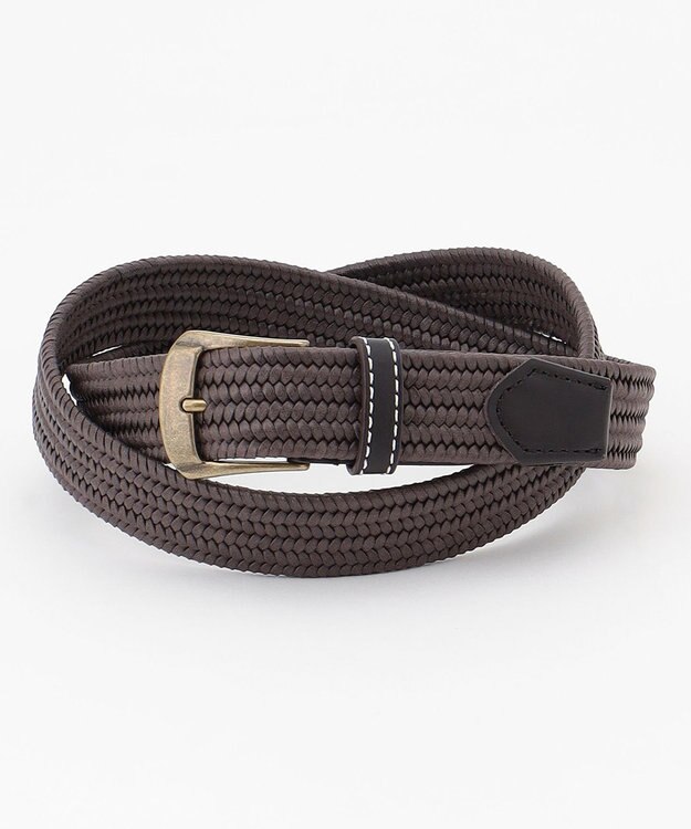 JOSEPH ABBOUD 【イタリア素材・ストレッチ・日本製】ソリッドメッシュ ベルト ダークブラウン系