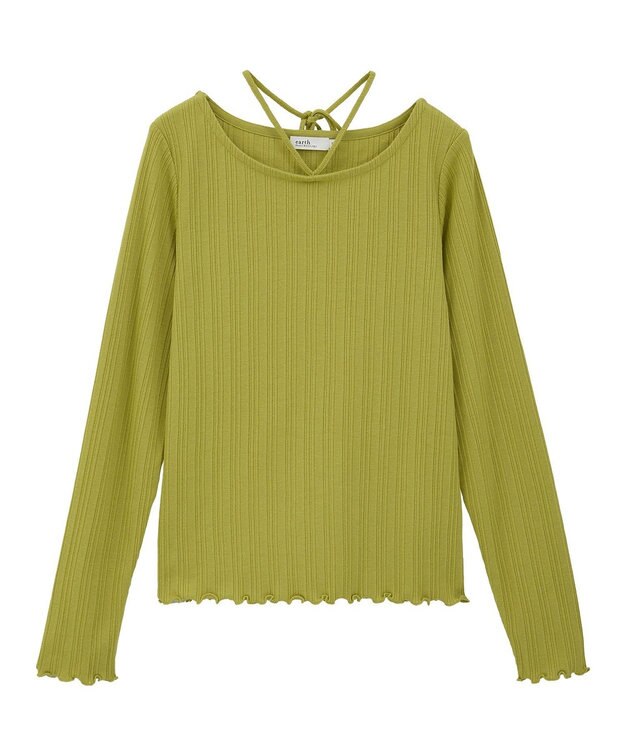 earth music&ecology チェーンリブホルターネックプルオーバー Light Green