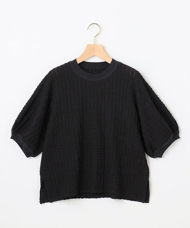 組曲 S レーシージャージーニットライク カットソー ブラック系