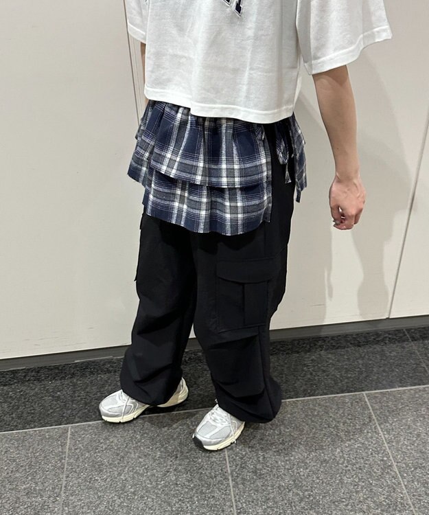 WEGO チェックラップスカート ネイビー