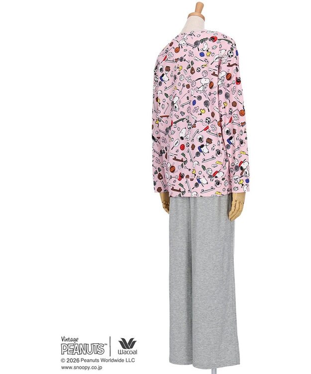 WACOAL PEANUTS パジャマ 長袖 長ズボン 綿100%(本体) スヌーピー レディース FDX561 /ワコール ピンク