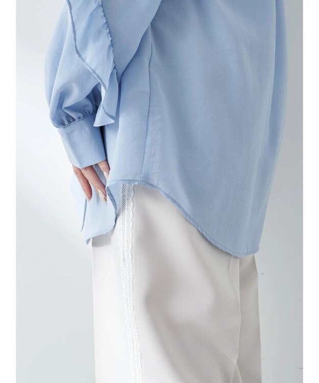 earth music&ecology フリルスリーブシャツ Sax