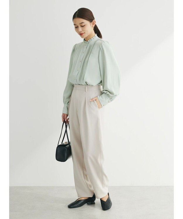 Green Parks ・ＥＬＥＮＣＡＲＥ　ＤＵＥ　ピンタックスタンドブラウス Light Green