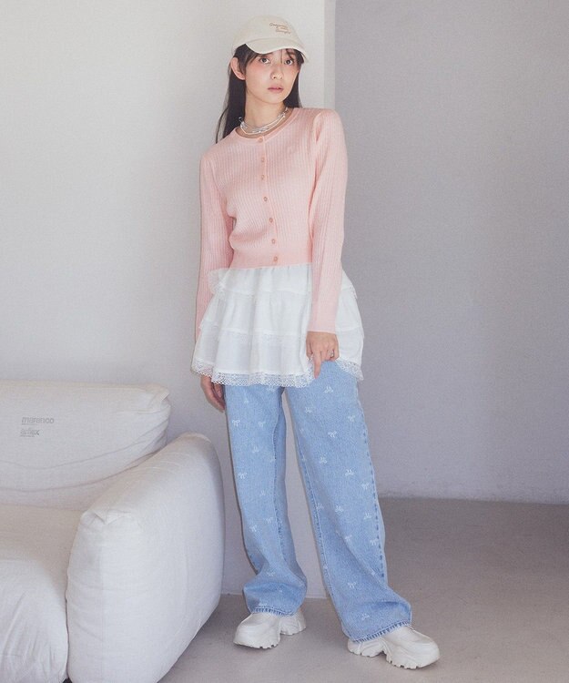 earth music&ecology ミニケーブルコンパクトカーディガン Light Pink