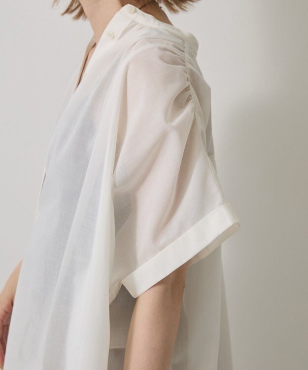 AMERICAN HOLIC イージーケア 接触冷感フレンチスリーブギャザーシャツ Ivory