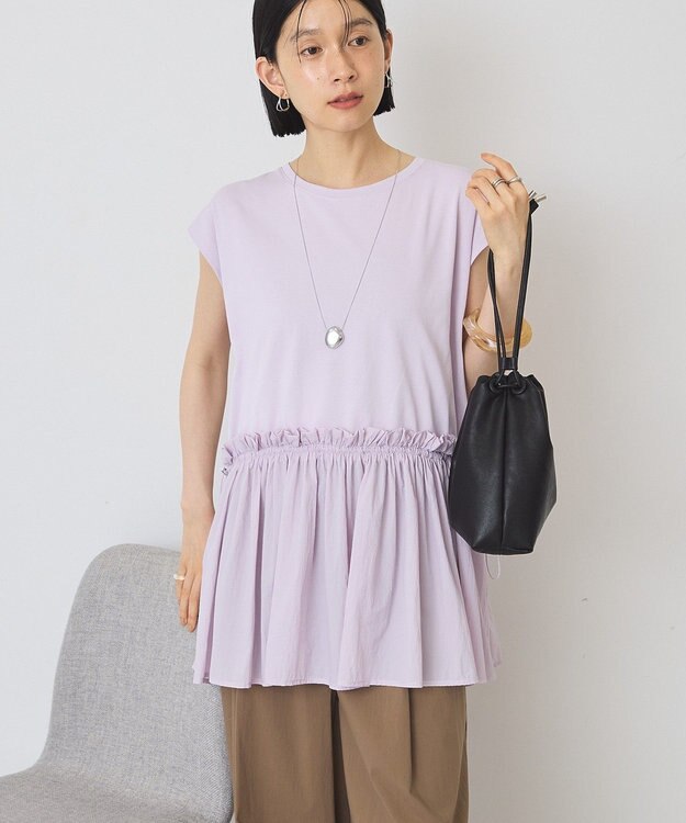 AMERICAN HOLIC 汗染み防止・異素材ペプラムプルオーバー Purple