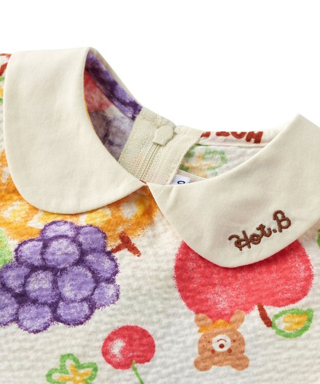 MIKI HOUSE HOT BISCUITS 【ビーンズ×フルーツシリーズ】【80-120cm】襟付き 半袖ワンピース アイボリー