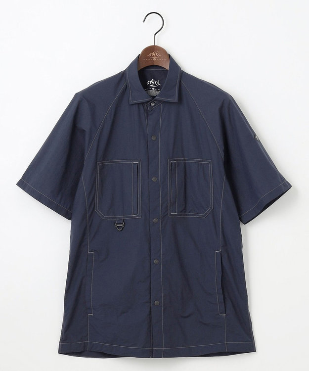 JOSEPH ABBOUD MOUNTAIN 【軽量/ECO撥水/ストレッチ/男女兼用】ライトワッシャー アウトドア 半袖 シャツ ネイビー系