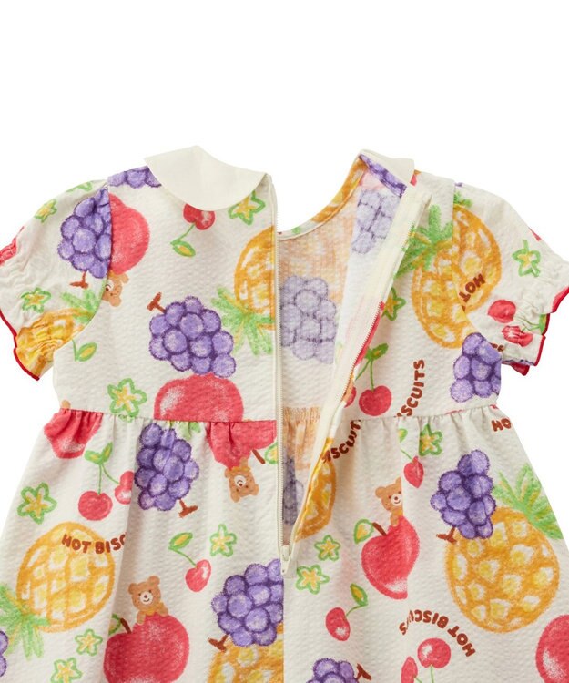 MIKI HOUSE HOT BISCUITS 【ビーンズ×フルーツシリーズ】【80-120cm】襟付き 半袖ワンピース アイボリー