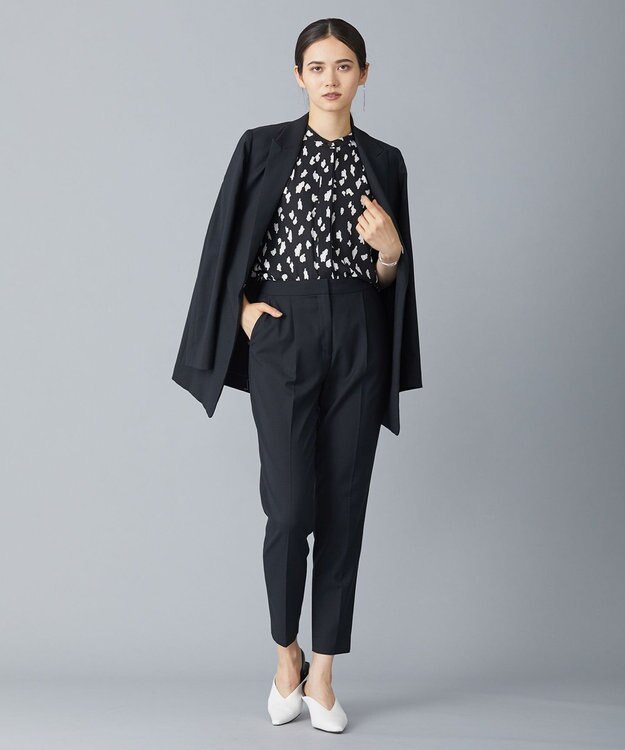 ICB L 【洗える】 ウールマットウース ベルト付きジャケット ブラック系