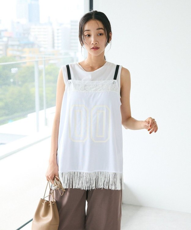 CRAFT STANDARD BOUTIQUE レース切替フリンジビスチェ White