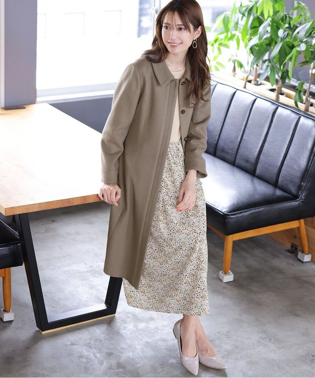 Tiaclasse 【ウール90％】ステンカラープリンセスウールコート モカ