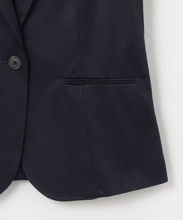 J.PRESS LADIES L 【洗える・吸水速乾】セオアルファピケストライプ テーラード ジャケット ネイビー系