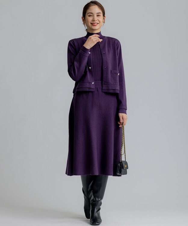 組曲 ニットフレア スカート パープル系