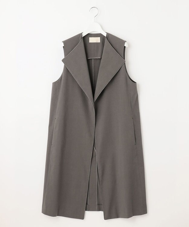 自由区 L 【洗える】テンセルリネンストレッチ ジレ グレー系