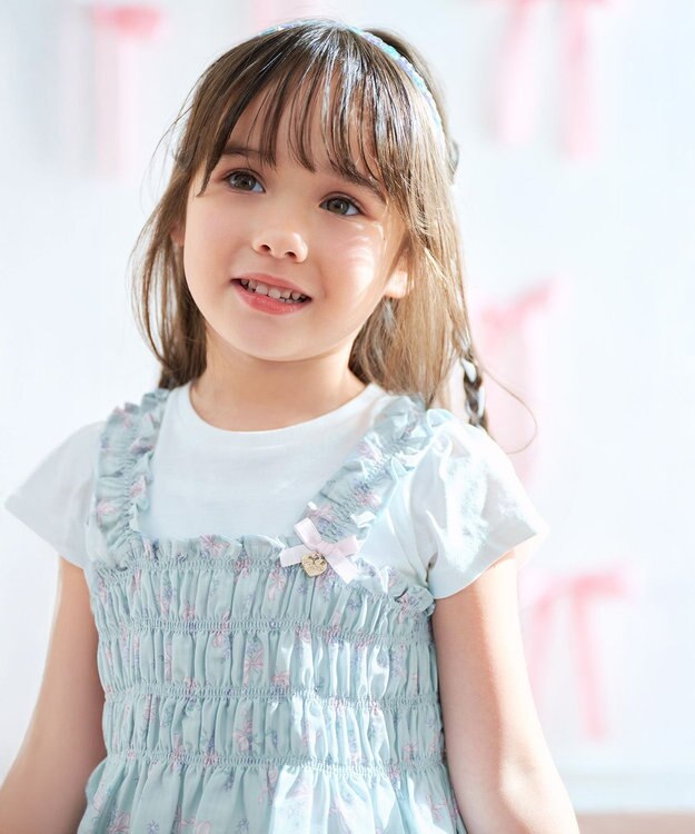 ANY KIDS フラワー×リボン ビスチェ付きTシャツ ミント