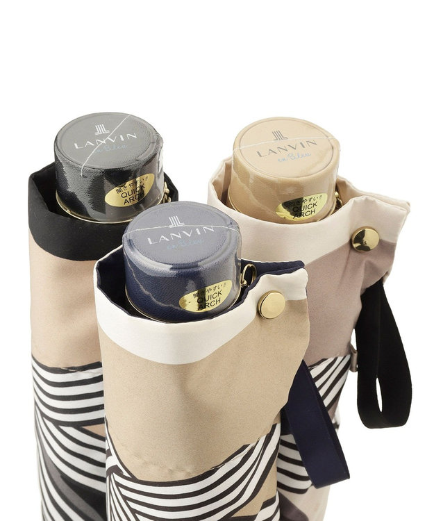 MOONBAT LANVIN en Bleu 折りたたみ傘 サテンプリントリボン ブラック