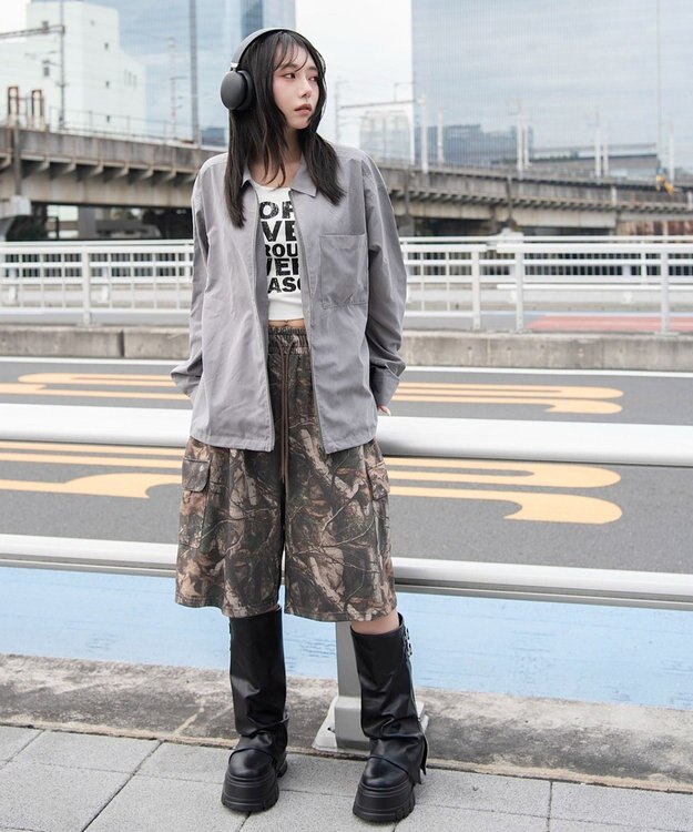 WEGO 【ユニセックス着用ITEM】フェイクスウェードシャツジャケット グレー