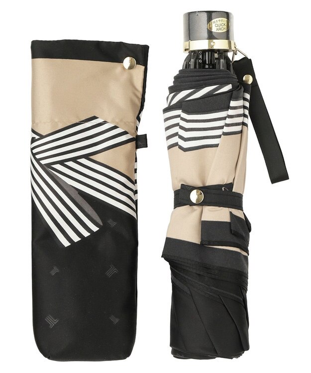 MOONBAT LANVIN en Bleu 折りたたみ傘 サテンプリントリボン ブラック