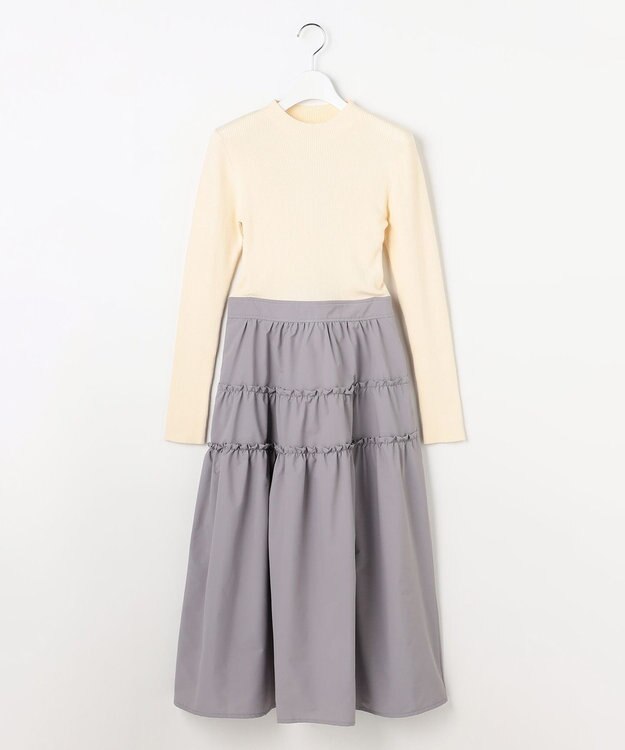 Feroux ティアードスカートドッキング ワンピース ホワイト系