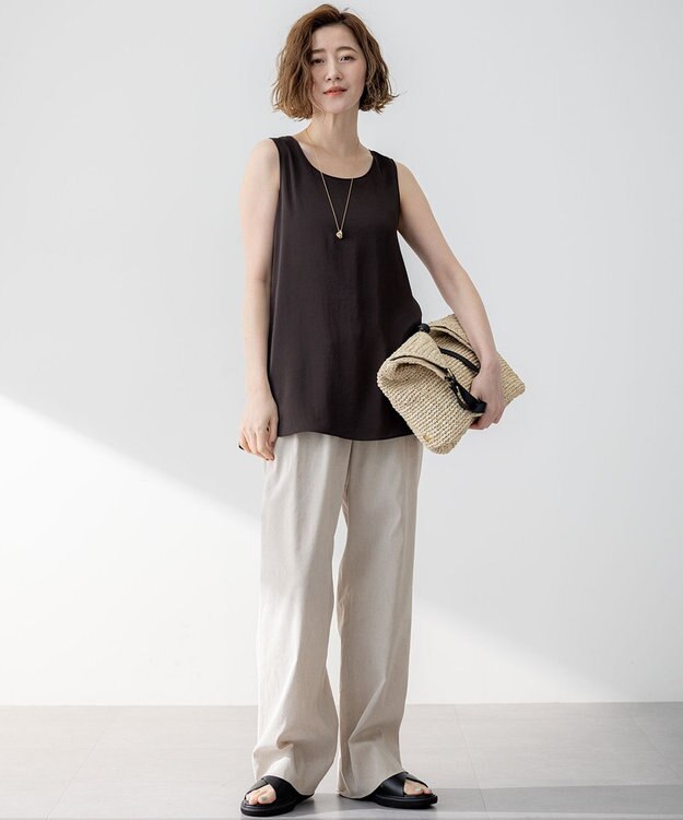 23区 【Oggi5月号掲載】ミスティサテン タンクトップ ダークブラウン系