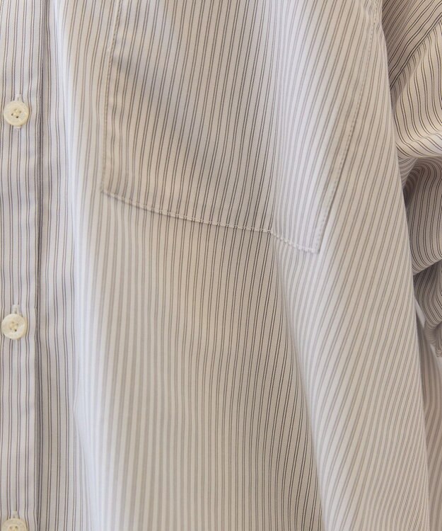 AMERICAN HOLIC 【イージーケア】ストライプVネックシャツ Off White