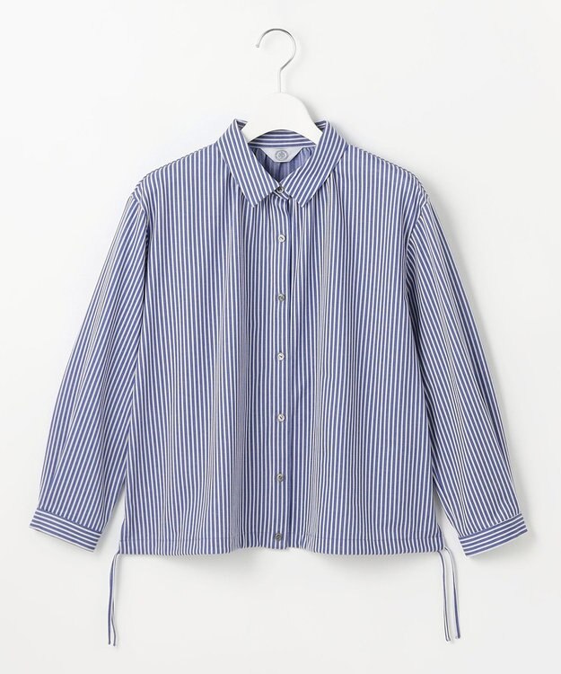 J.PRESS LADIES Jカミーチェストライプ シャツカラー カットソー ネイビーストライプ系