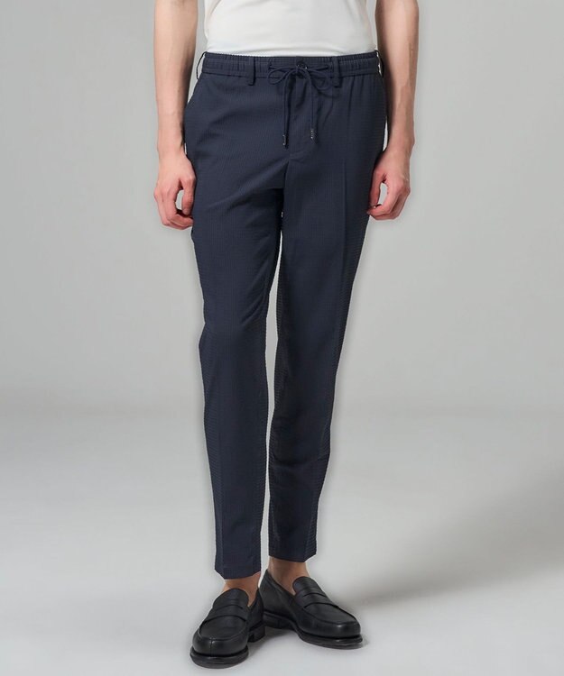 JOSEPH HOMME 【新素材 / セットアップ対応】ドットエアーサッカー ドロスト付テーパードパンツ / PEGG CONVERTIBLE ネイビー系