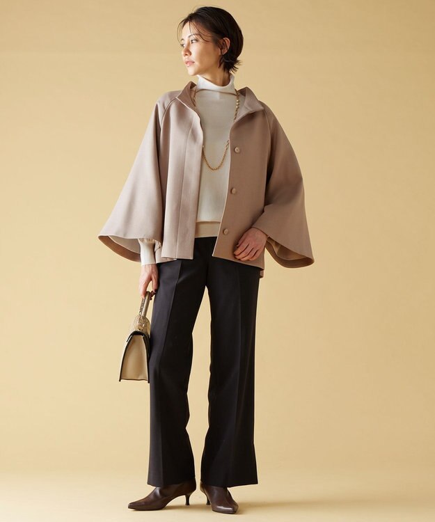 自由区 S ライトウールダブルクロススタンドカラー ジャケット ライトグレー系