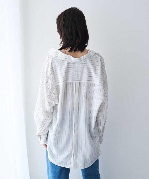 YECCA VECCA バック釦シアーシャツ Stripe