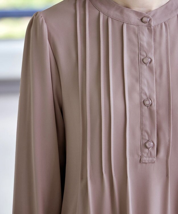 Tiaclasse 【スマート裏起毛・新色追加】 ピンタックシャツチュニック ピンクベージュ