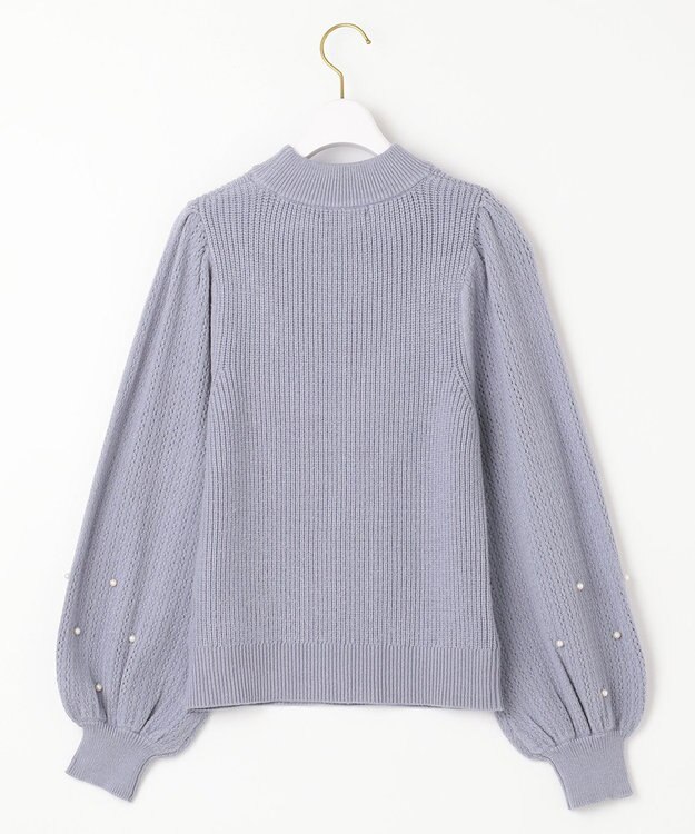 ANY SIS 【Oggi1月号掲載】モックネック袖パール調 ニット ライトブルー