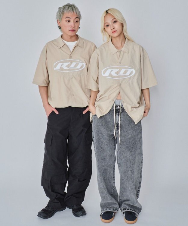 WEGO 【ユニセックス着用ITEM】リップストップグラフィックシャツ（SS） ベージュ