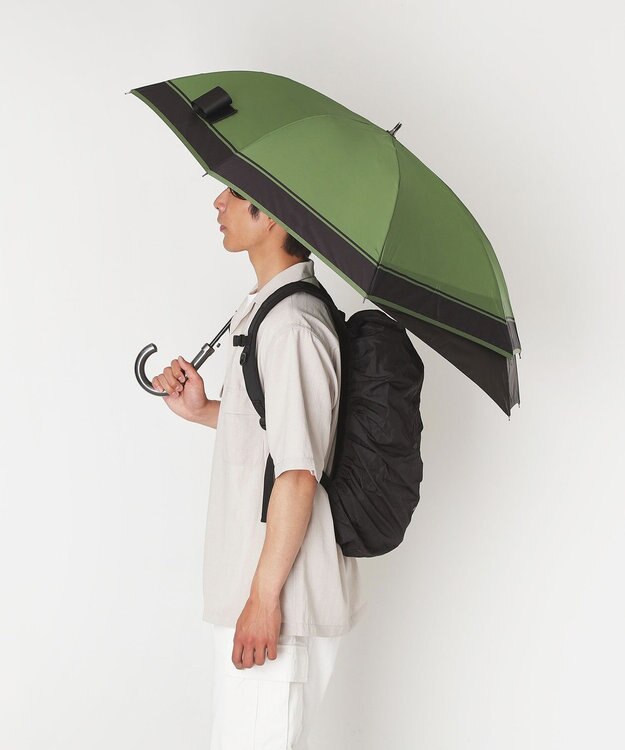 MOONBAT ポロ ラルフ ローレン (POLO RALPH LAUREN)  メンズ 長傘 雨傘 ロゴ刺繍 ボタンジャンプ ワンタッチ カーキ