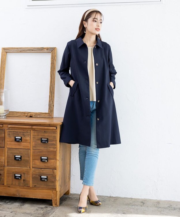 Tiaclasse 【洗える】ステンカラーコート ネイビー