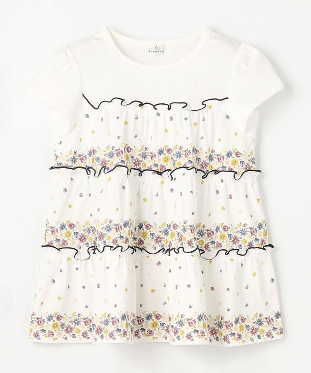 組曲 KIDS 【110-140㎝】ティアードフラワー チュニック オフホワイト
