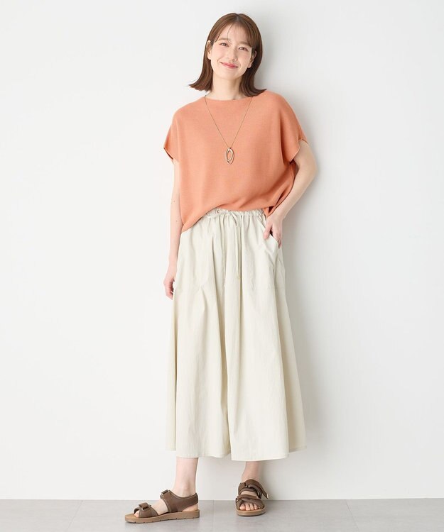 ANY 【洗濯機可/アンチピリング/UVカット】アクリルガーターフレンチスリーブニット コーラル