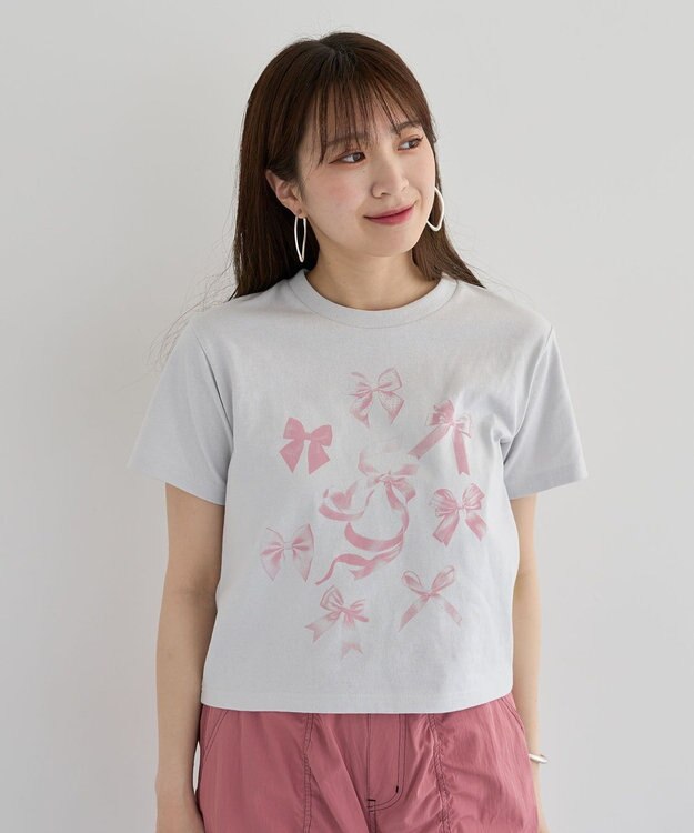 Green Parks ・ＤＯＵＢＬＥ　ＦＬＡＧＳ　リボンｐｔ　ＴＥＥ Charcoal Gray