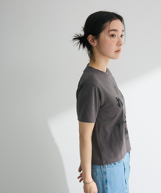 Green Parks ・ＤＯＵＢＬＥ　ＦＬＡＧＳ　リボンｐｔ　ＴＥＥ Charcoal Gray